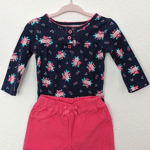 Floral Long Sleeve Top and Pink Pants Set - Picture 4 of 7